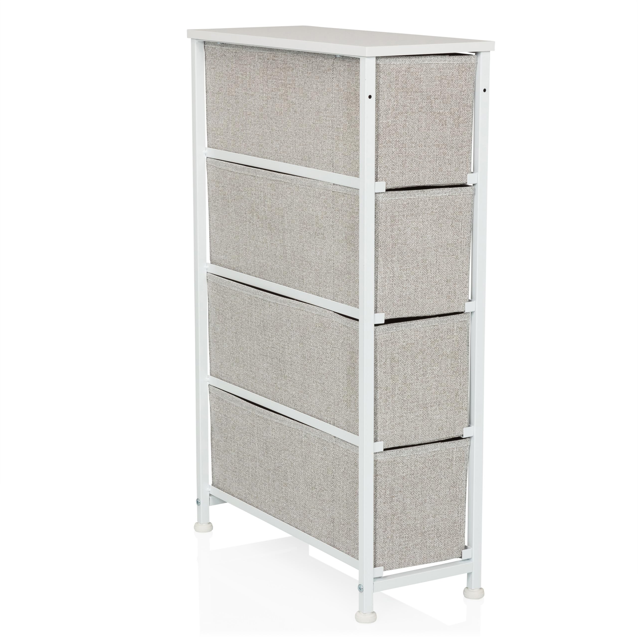 Cassettiera con 4 cassetti in tessuto FOLDRESS S 20x48x76 cm Organizzatore per cassetti, piedini regolabili in altezza, struttura in metallo, grigio