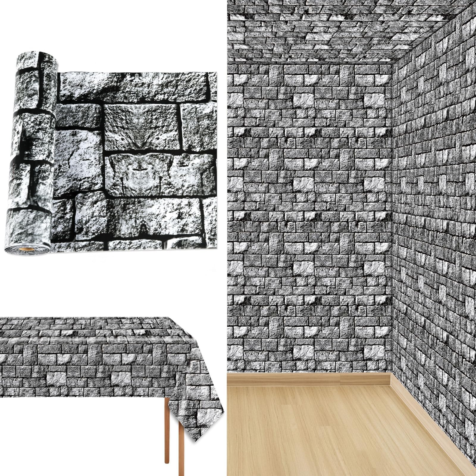 Photo 1 of party greeting Stone Wall Tablecloth Roll - 100ft x 51 Inch