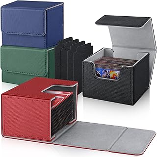 Card Deck Box Fit for MTG Deck Box with Black Card Dividers, 4 Pack Horizontal Leather Deck Card Box for TCG Magic Commander Trading Card Deck Box Card Storage Box