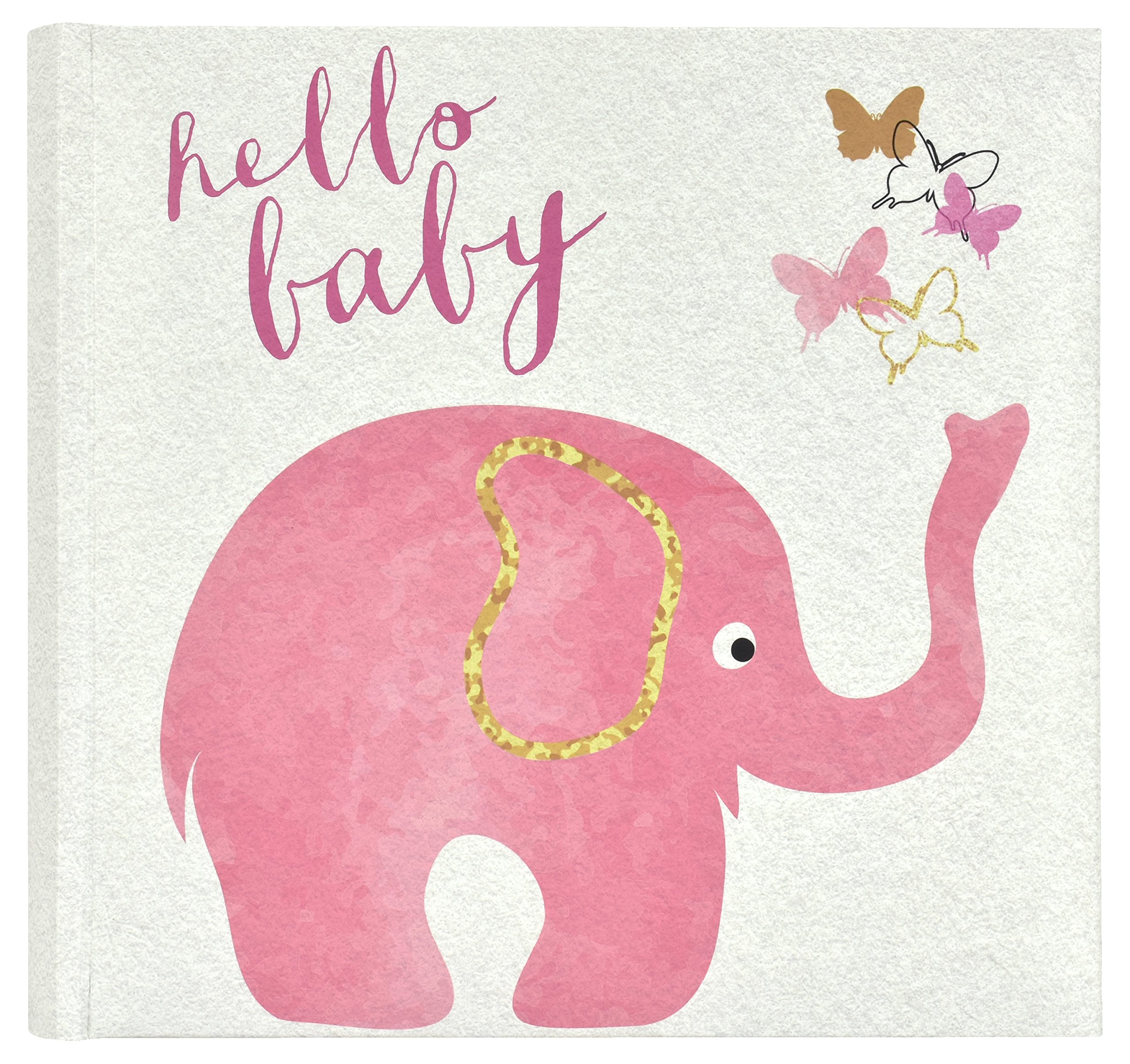 MCS Hello Baby Photo Album Holds 200 4x6 Photos with Memo Space, Clear Side-Loading Pockets – Scrapbook Style Memory Book for Baby Girls, Showers &amp; Milestones – A Sweet Gift for New Parents