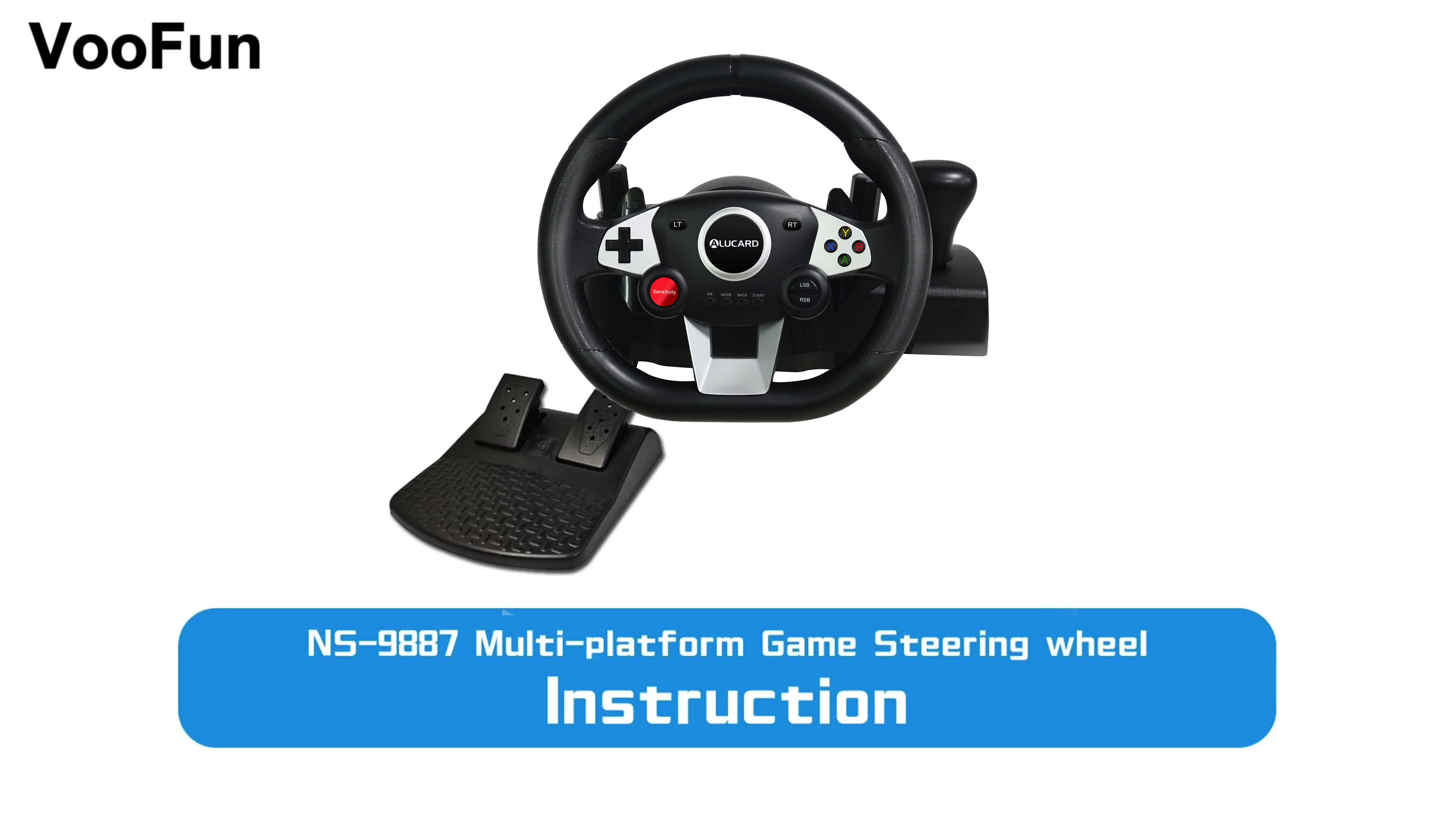 VooFun Racing Steering Wheel Compatible for PC/ PS4/ Switch