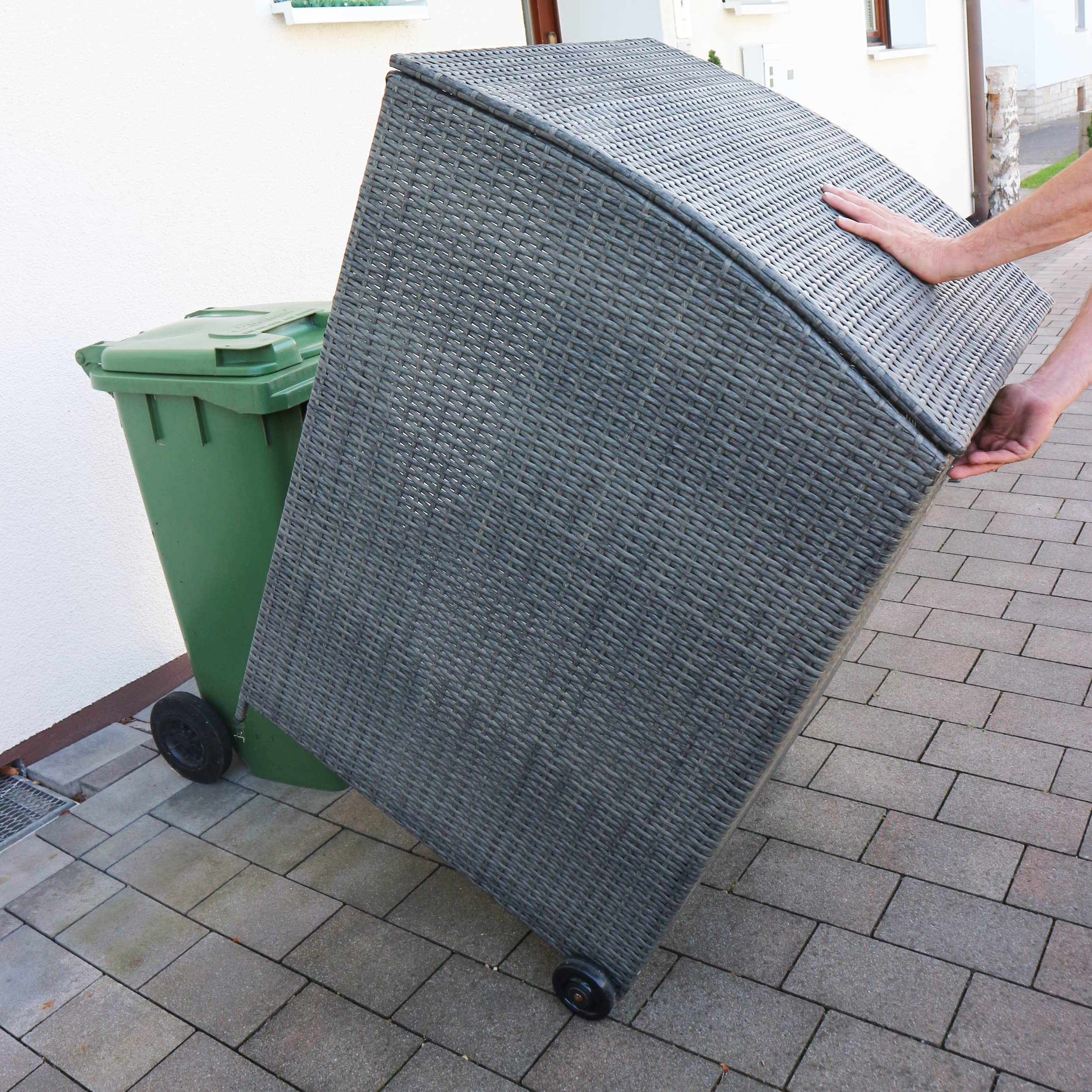 HABAU Mülltonnenbox aus Polyethylen, Mülltonnenverkleidung für 120 und 240 Liter Abfalltonnen