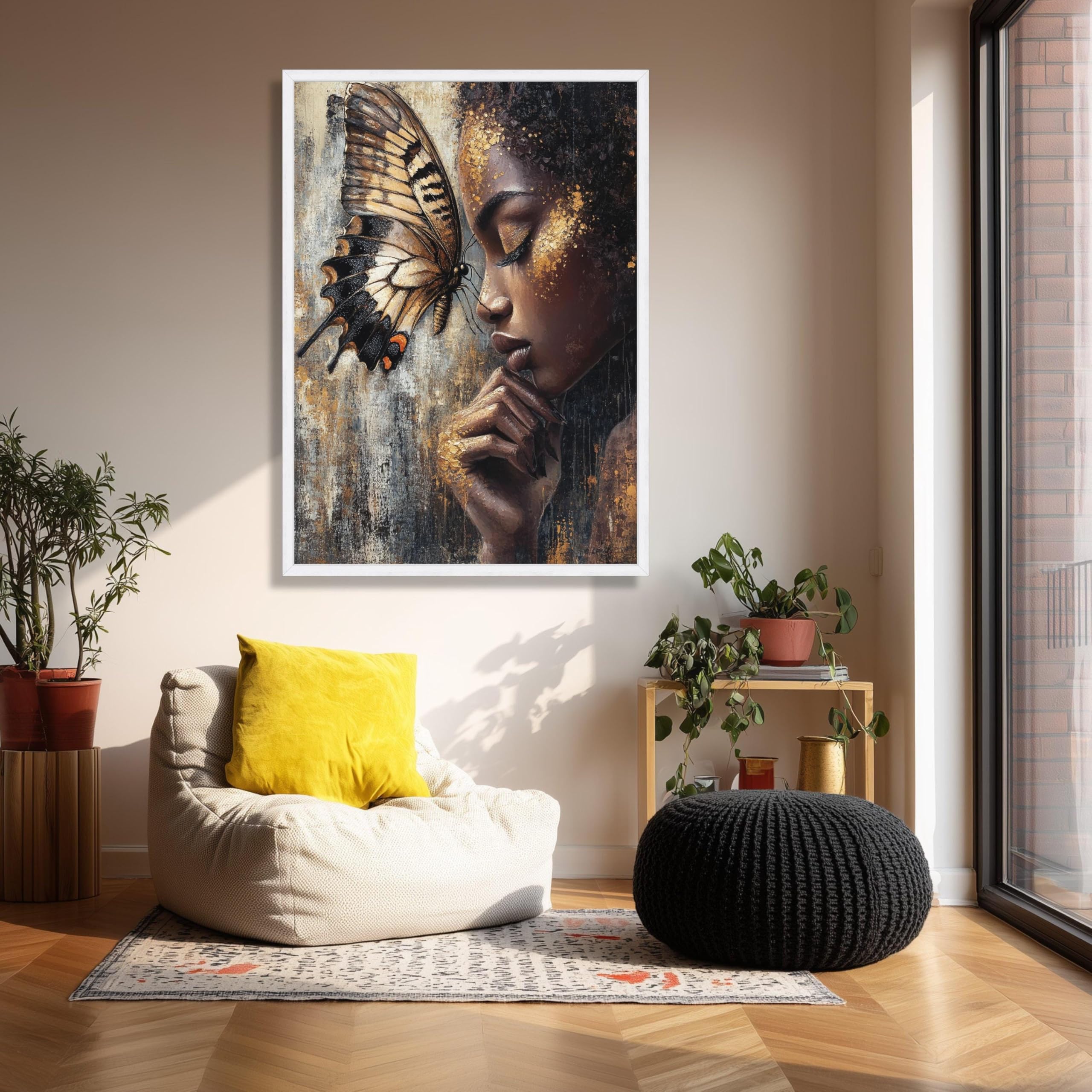 Affiches et impressions de visage féminin papillon décoration