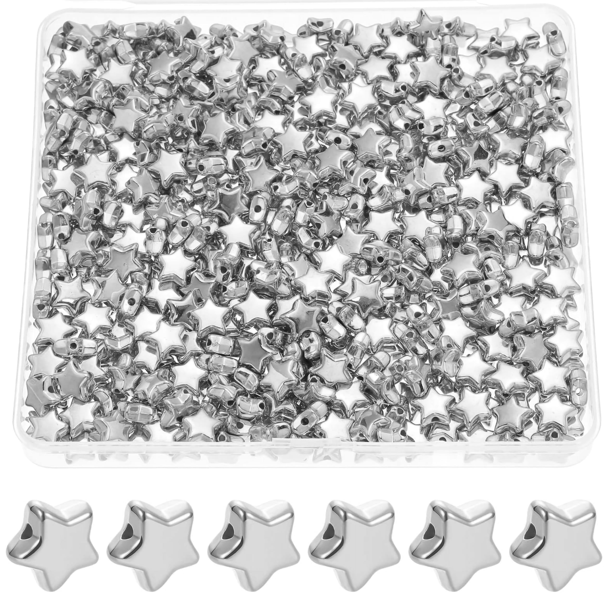 INDIKONB Spacer Beads for Jewellery and Bracelet Making | Fancy CCB Plastic Star Shape Metallic Charms | Gold & Silver Plated Spacers for Rakhi Craft and DIY Accessories-image-3