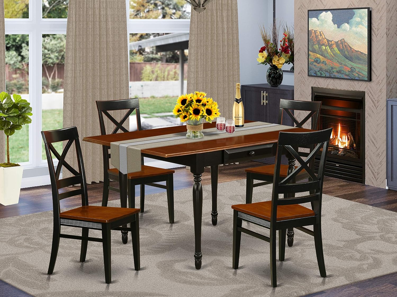 East West Furniture Monza 5 Piece Set Includes a Rectangle Dining Room Table with