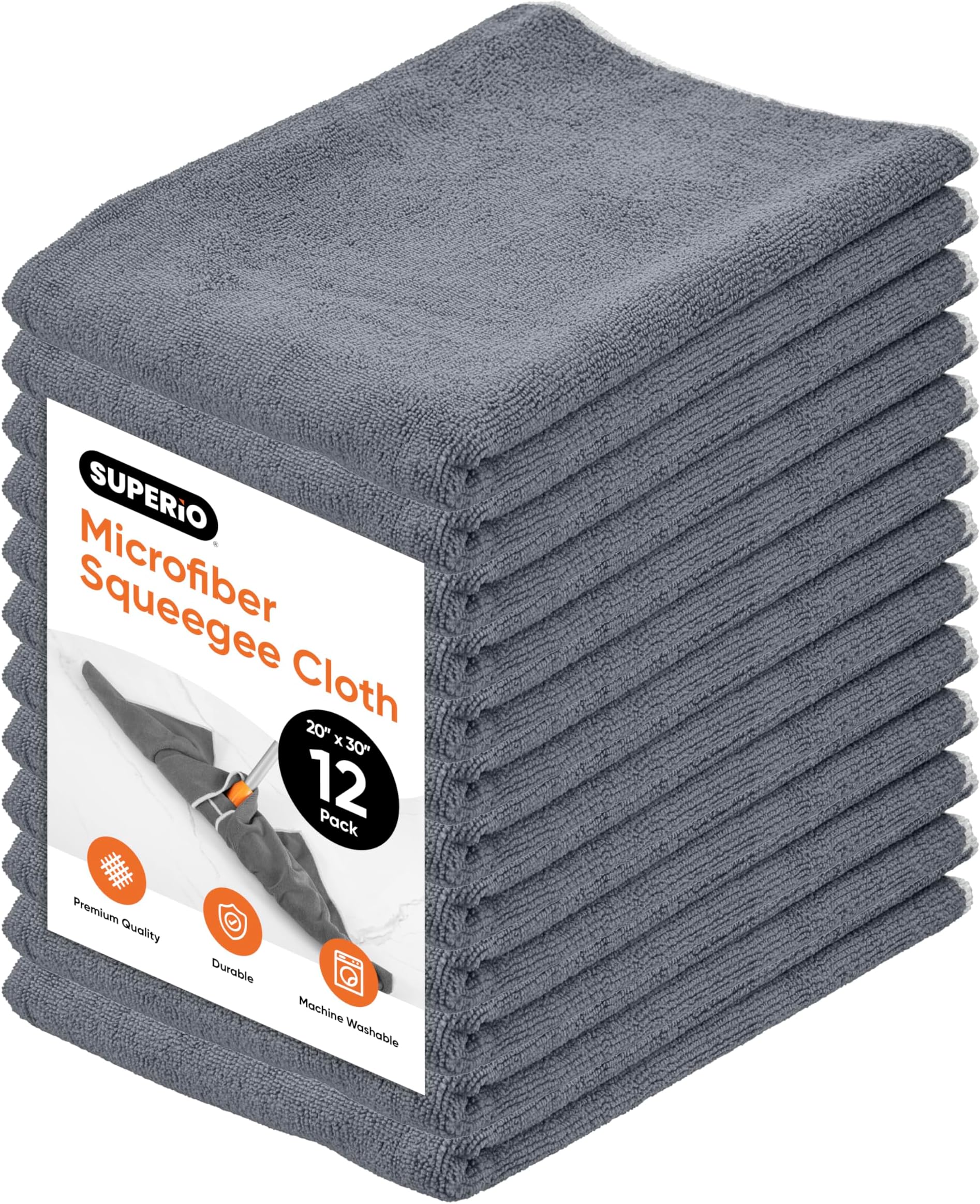 Microfiber Squeegee Mopping Towel Extra Large Miracle Cloth 20 x 30 Streak Free Microfiber Floor Cloth-Rag for Cleaning House, Kitchen, Bathroom-Scratch Free, 12 Pack