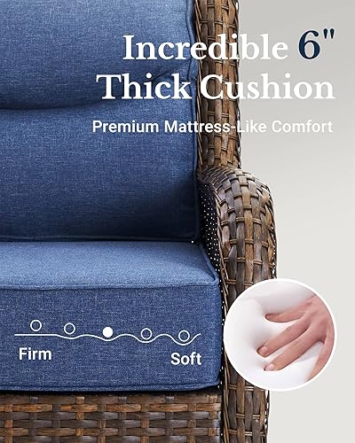Miniatura 3 de HILLGA Sofá de lujo para patio con respaldo alto, sofá biplaza de gran tamaño con cojines de 6 pulgadas de grosor, ideal para porche, piscina,