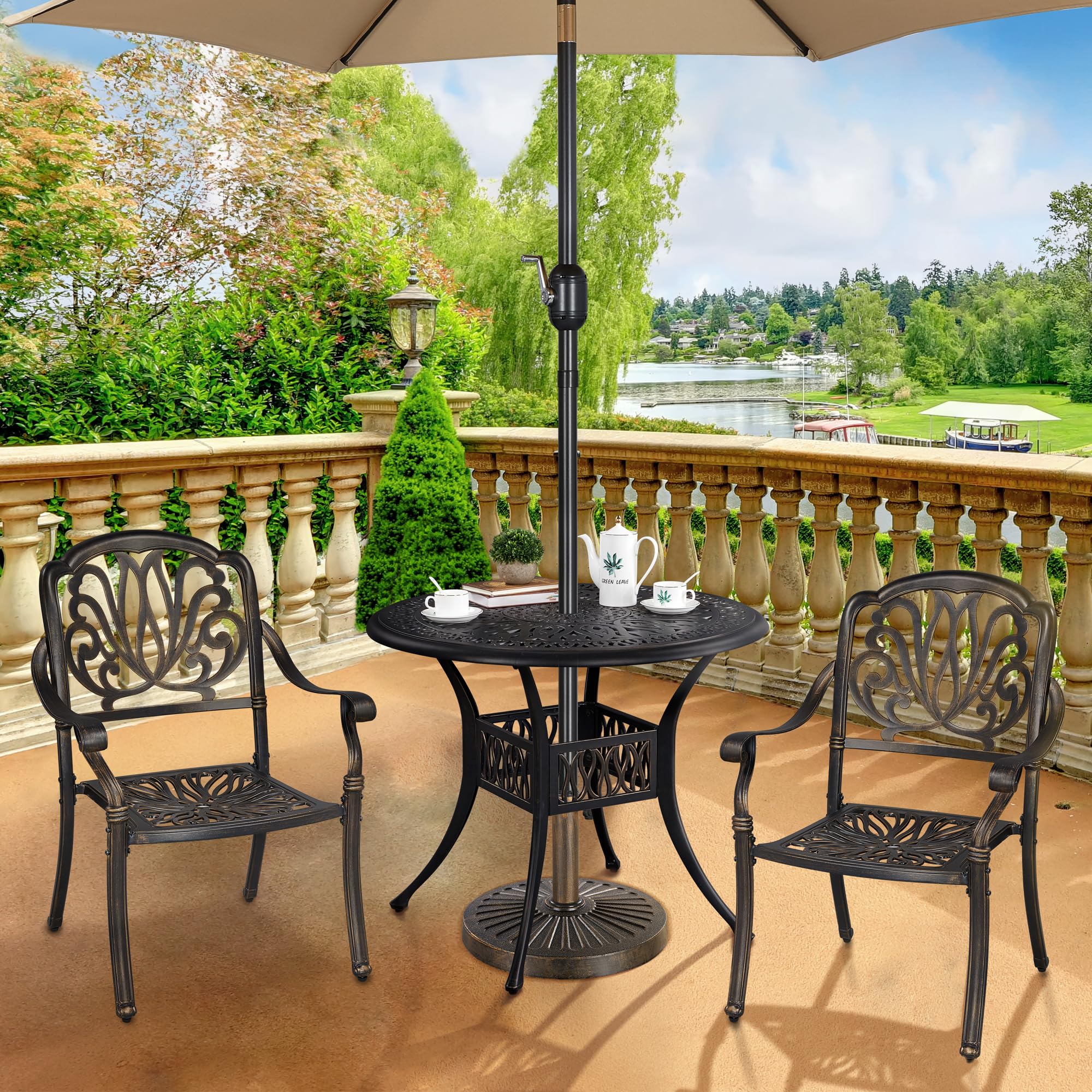 Yaheetech Pied de Parasol 14 kg Lestage pour Parasols en Résine et Fer pour Terrasse, Piscine, Patio, Jardin, Restaurant Bronze Φ46×34 cm