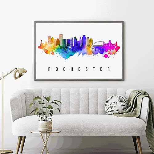 Miniatura 2 de Póster de Rochester Skyline New York, pintura de paisaje urbano de Nueva York, póster de Rochester New York, impresión de paisaje urbano y punto de