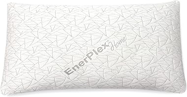 EnerPlex Never-Flat King Pillow, CertiPUR-US Certified Adjustable Loft Memory Foam Bed Pillow Cooling Machine Washable Bamboo