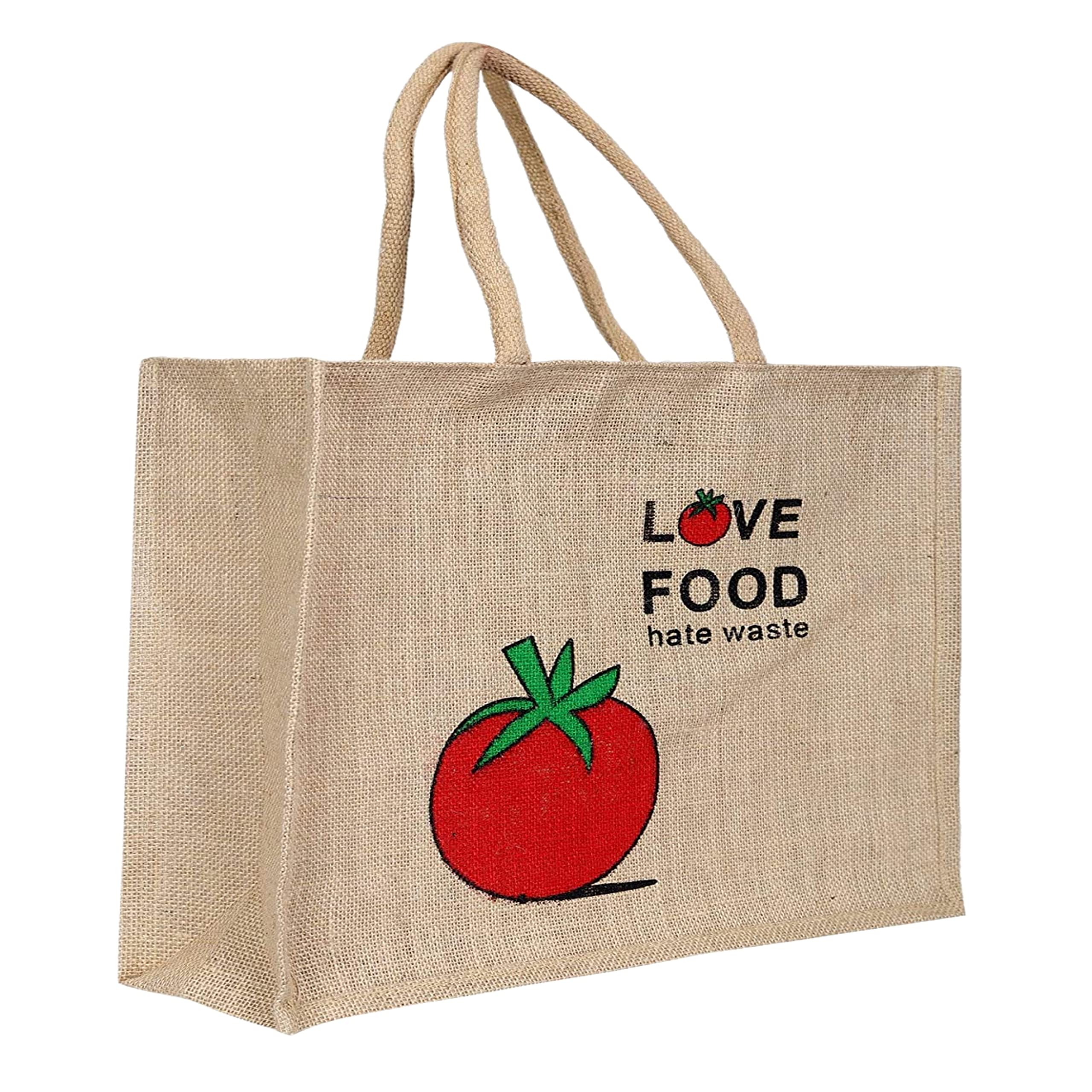 Anumala® Brand | Love Food Hate Waste Design Tote Bag ǀ Jute Bag ǀ Hand bag ǀ Lunch Bag ǀ Multipurpose Jute Bag ǀ Resuable Bag | Return Gift Bag | Long Lasting Jute Bag (L) (B0BY94SHP7) Amazon Price History, Amazon Price Tracker