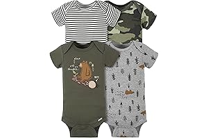 Adorable Baby Boy Camo 4-Pack Short Sleeve Onesies