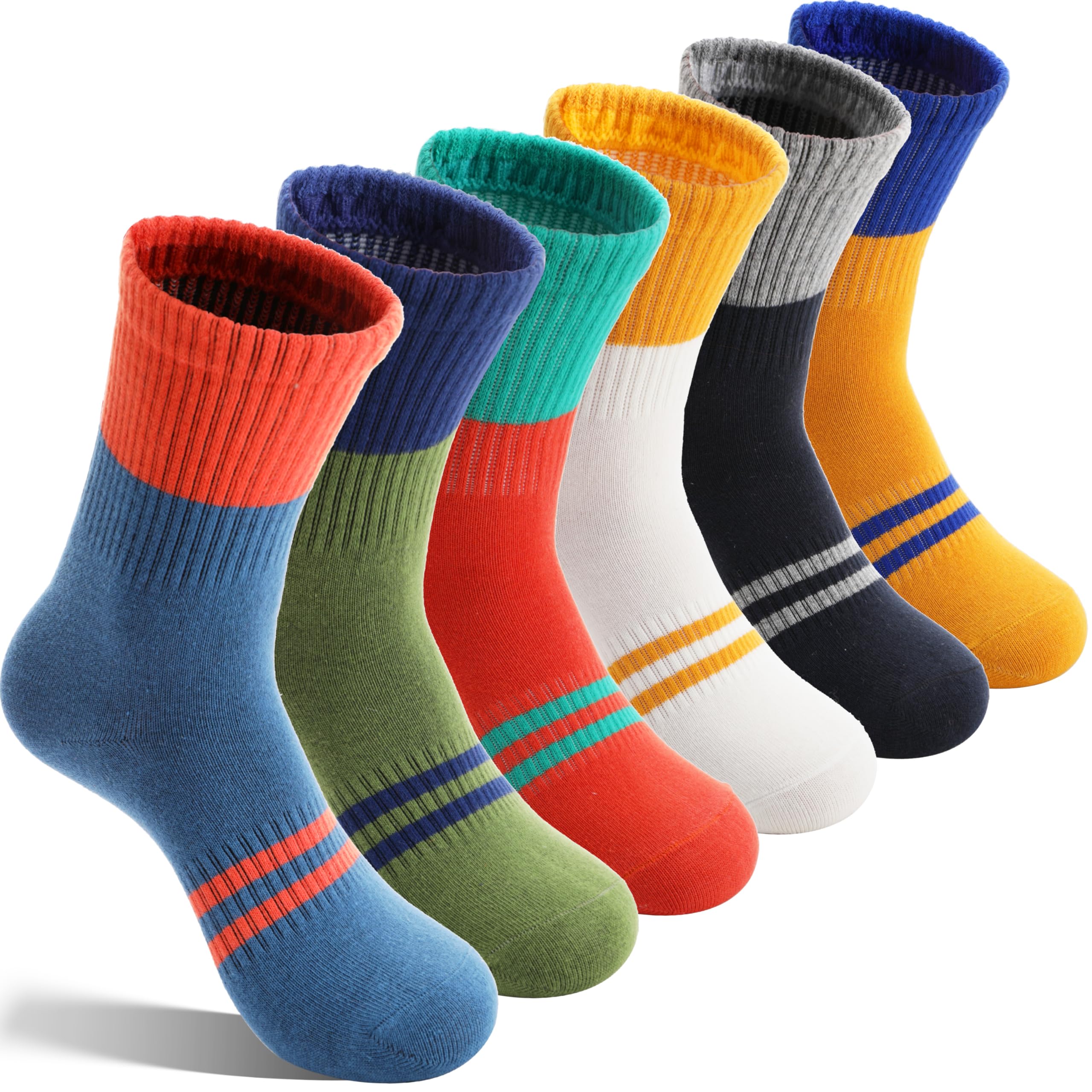 EBMORE 6 Pairs Kids Boys Socks Soft Cotton Youth Socks Athletic Basketball Sport Breathable Crew for Outdoor