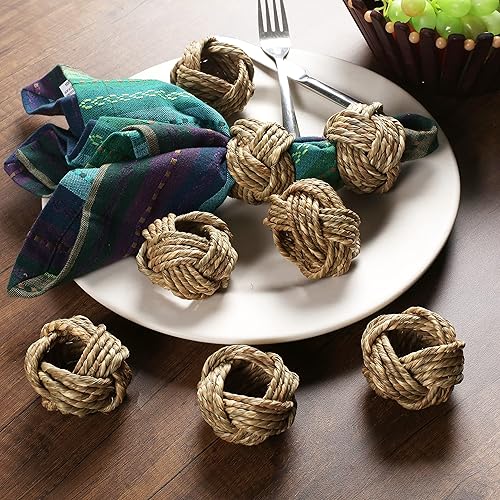 Servilleteros de hierba marina natural, juego de 12, muy hermoso para decoración de mesa de comedor, granja, sala de estar, reunión familiar, Acción