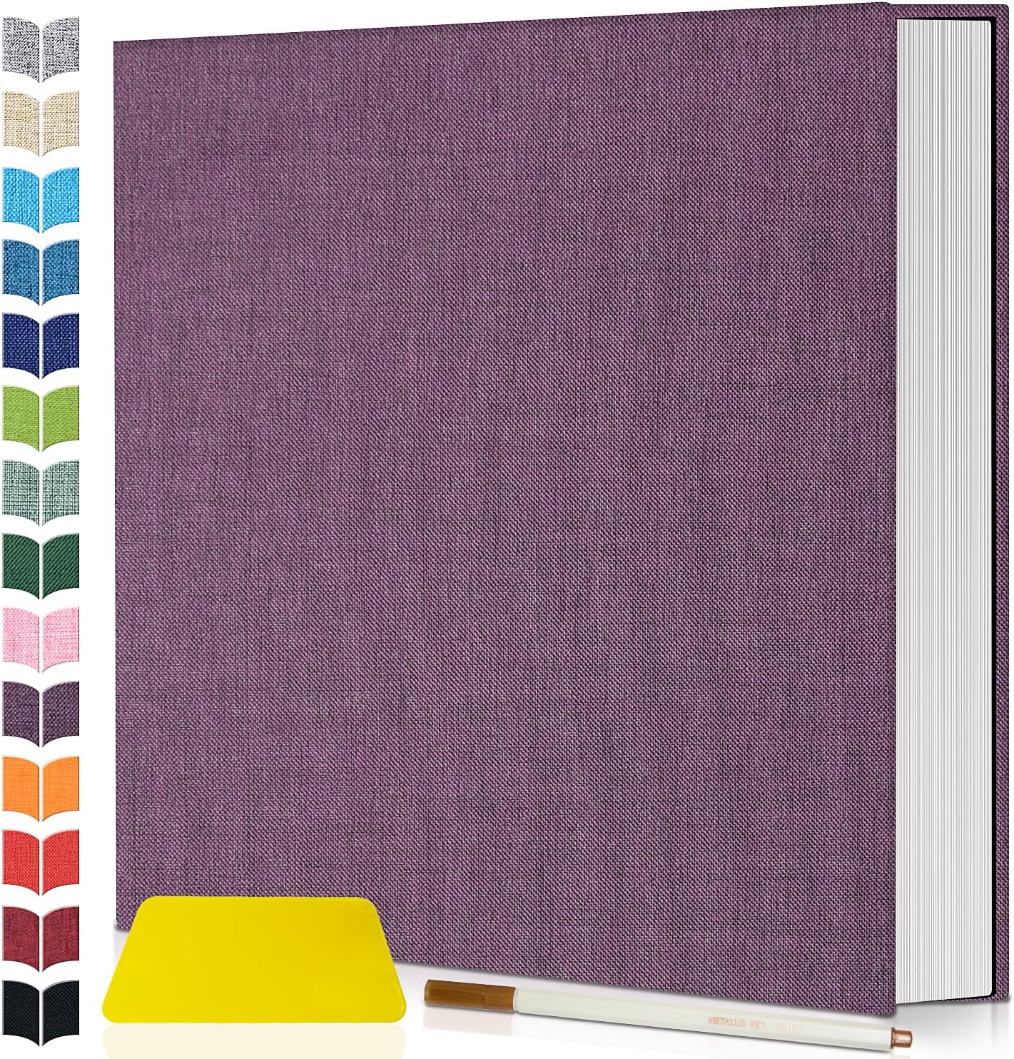 Artfeel Photo Album Self Adhesive Scrapbook,60 Pages Large Photo Book for 4x6,5x7,8x10 Pictures,DIY Album for Baby Wedding Family Travel Birthday,with Metallic Pen and Scraper