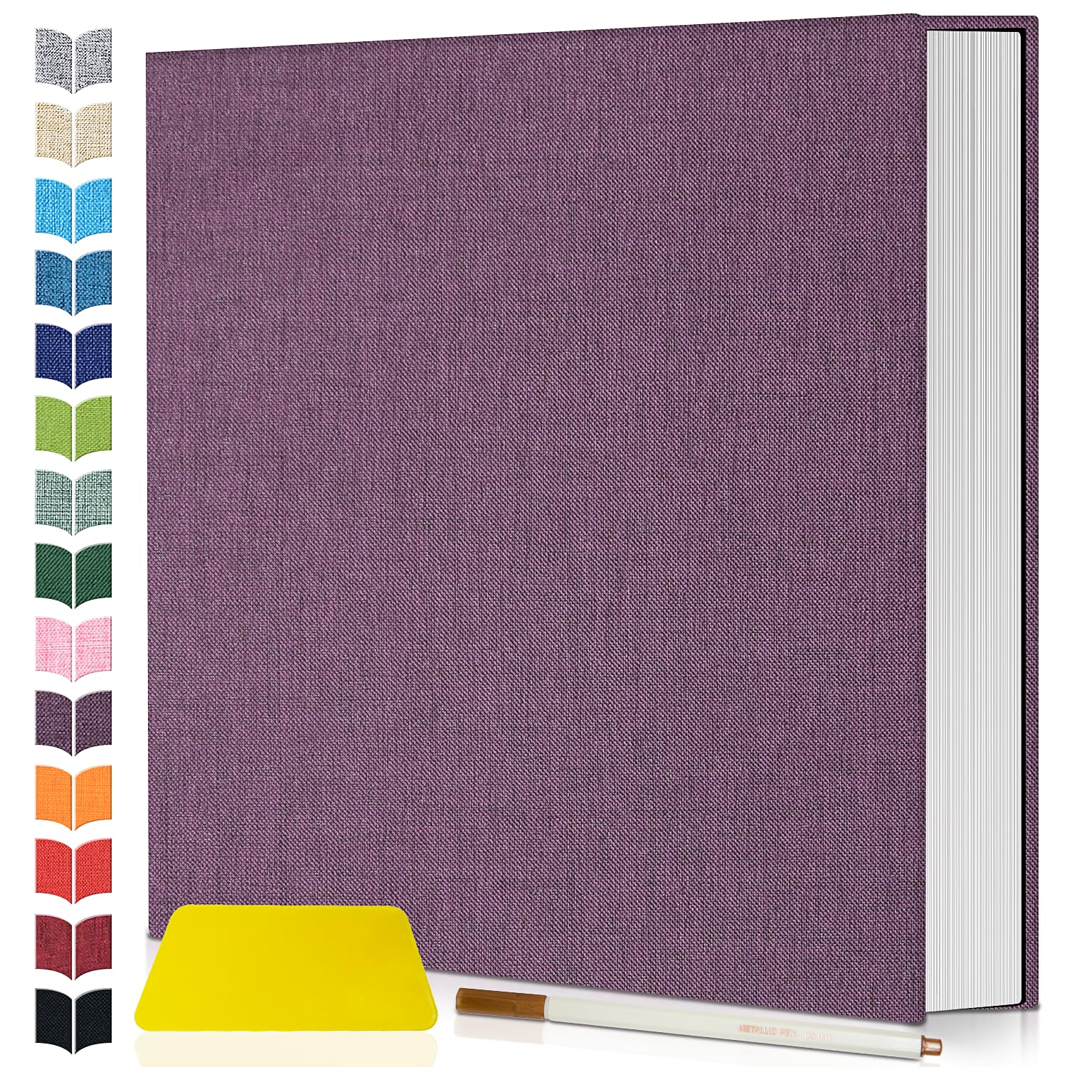 Artfeel Photo Album Self Adhesive Scrapbook,60 Pages Large Photo Book for 4x6,5x7,8x10 Pictures,DIY Album for Baby Wedding Family Travel Birthday,with Metallic Pen and Scraper