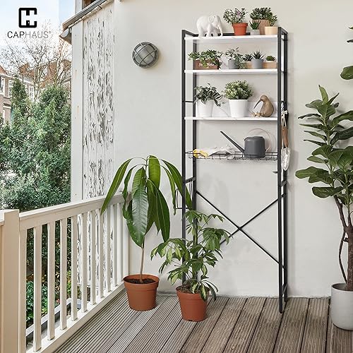 Miniatura 5 de CAPHAUS Almacenamiento sobre el inodoro, organizador de baño de 4 niveles, estante de inodoro independiente, estante de inodoro multifuncional que