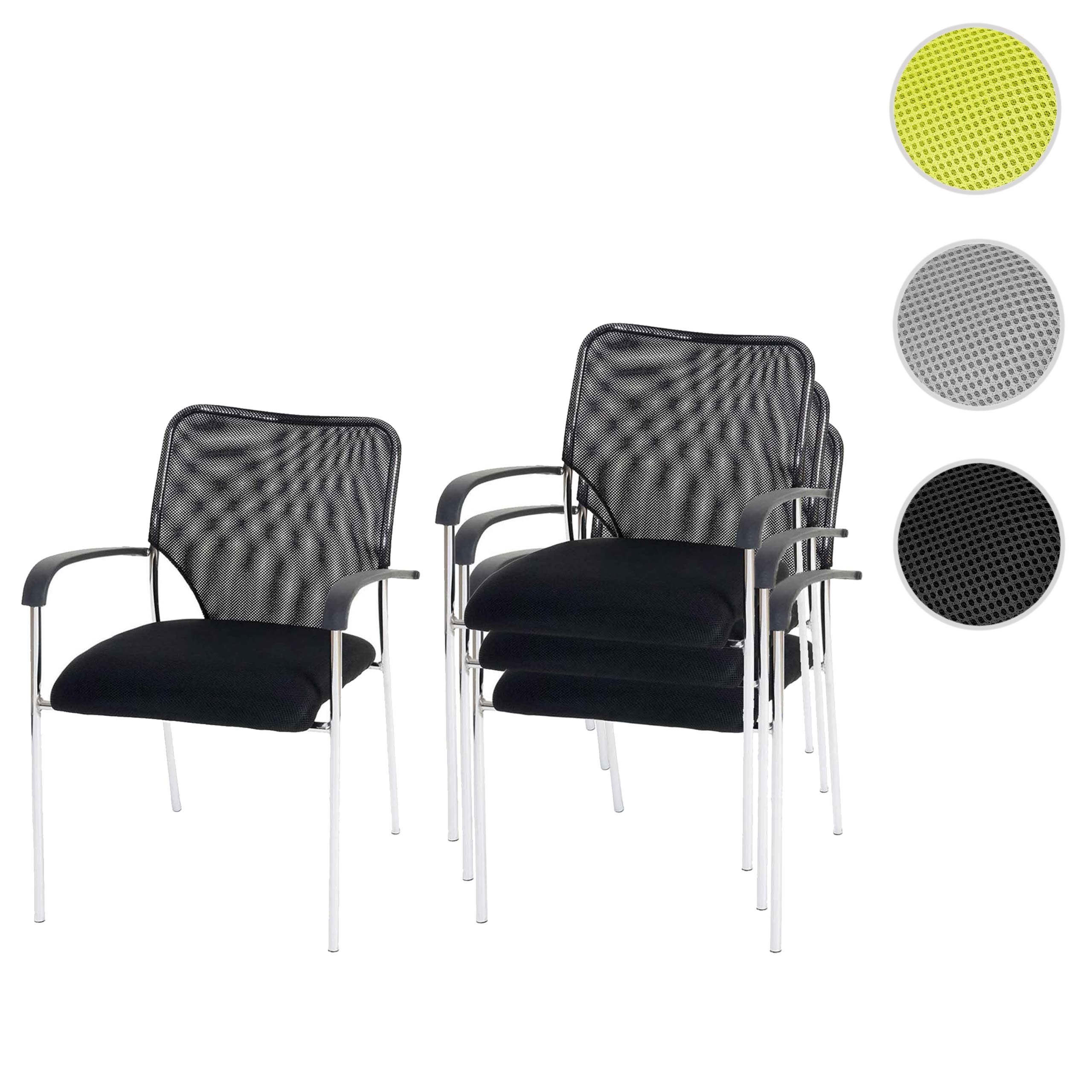 Mendler Lote de 4 sillas de Conferencia/Visitor Tulsa, apilable, Tejido – Asiento Negro, Respaldo Negro