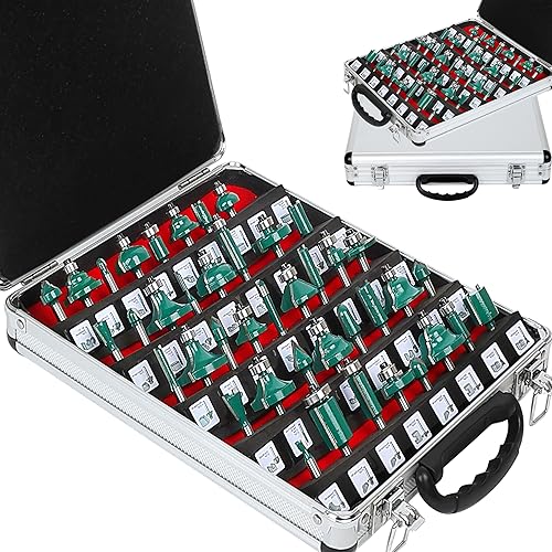 LEATBUY - Juego de 41 brocas de fresado para carpintería, vástago de 14 de pulgada, brocas de carburo de perforación para puerta, mesa, gabinete,