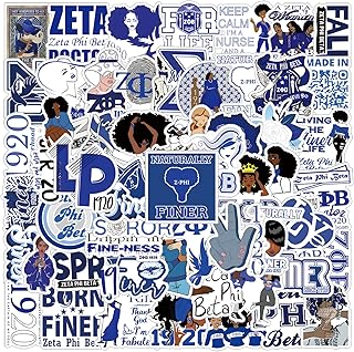 Zeta Phi Beta Sorority Paraphernalia Stickers 60pcs Fellowship Cociety Decals Aesthetic Waterproof Vinyl Pack Stickers for Water Bottle Laptop Cup Adults Phone Skateboard DIY Party