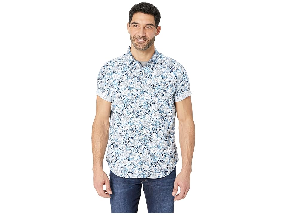 

Nautica Short Sleeve Pineapple Print Woven Shirt (Alaskian Blue) Men's Clothing