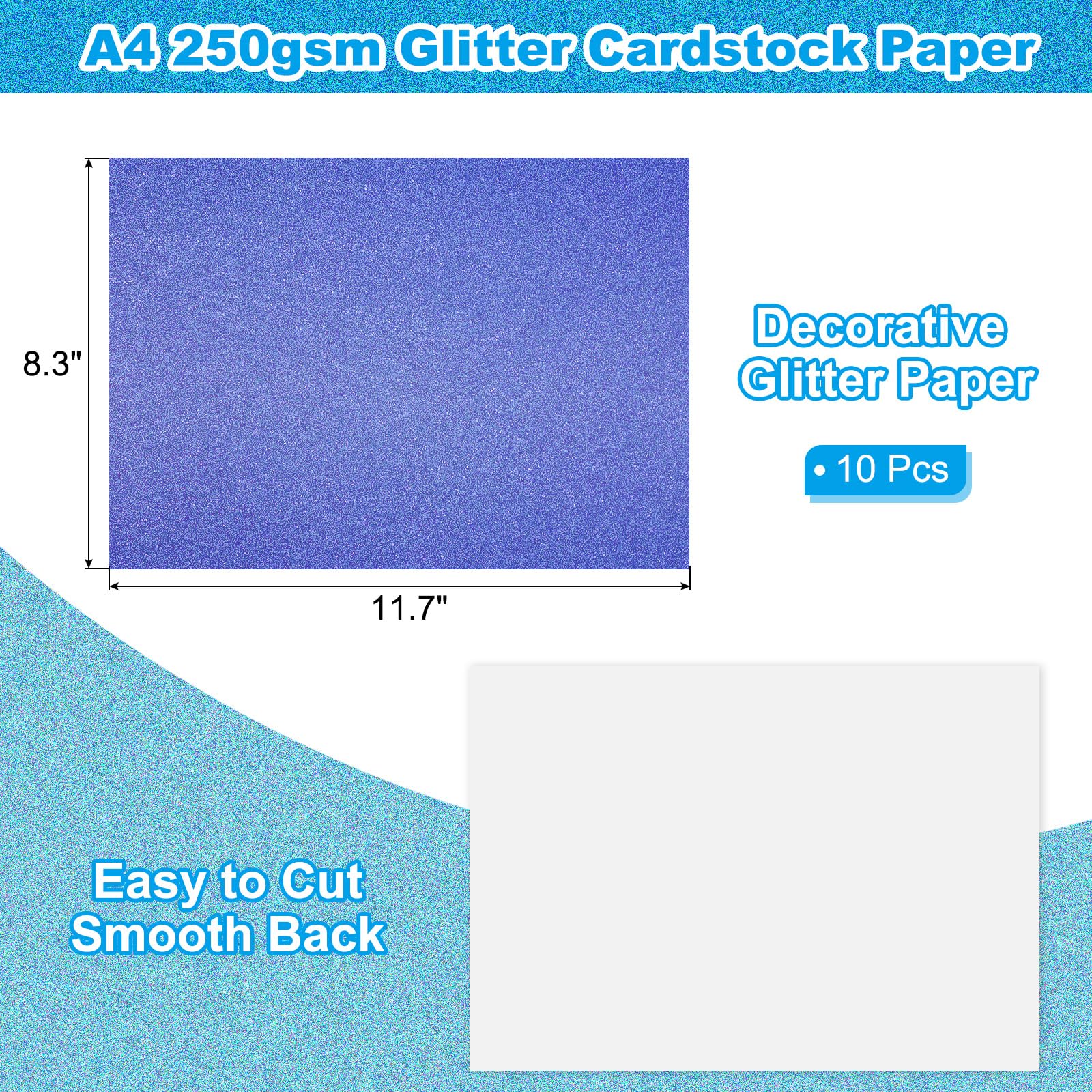 PATIKIL 10 Sheets Dark Blue Glitter Cardstock Paper - Image 2