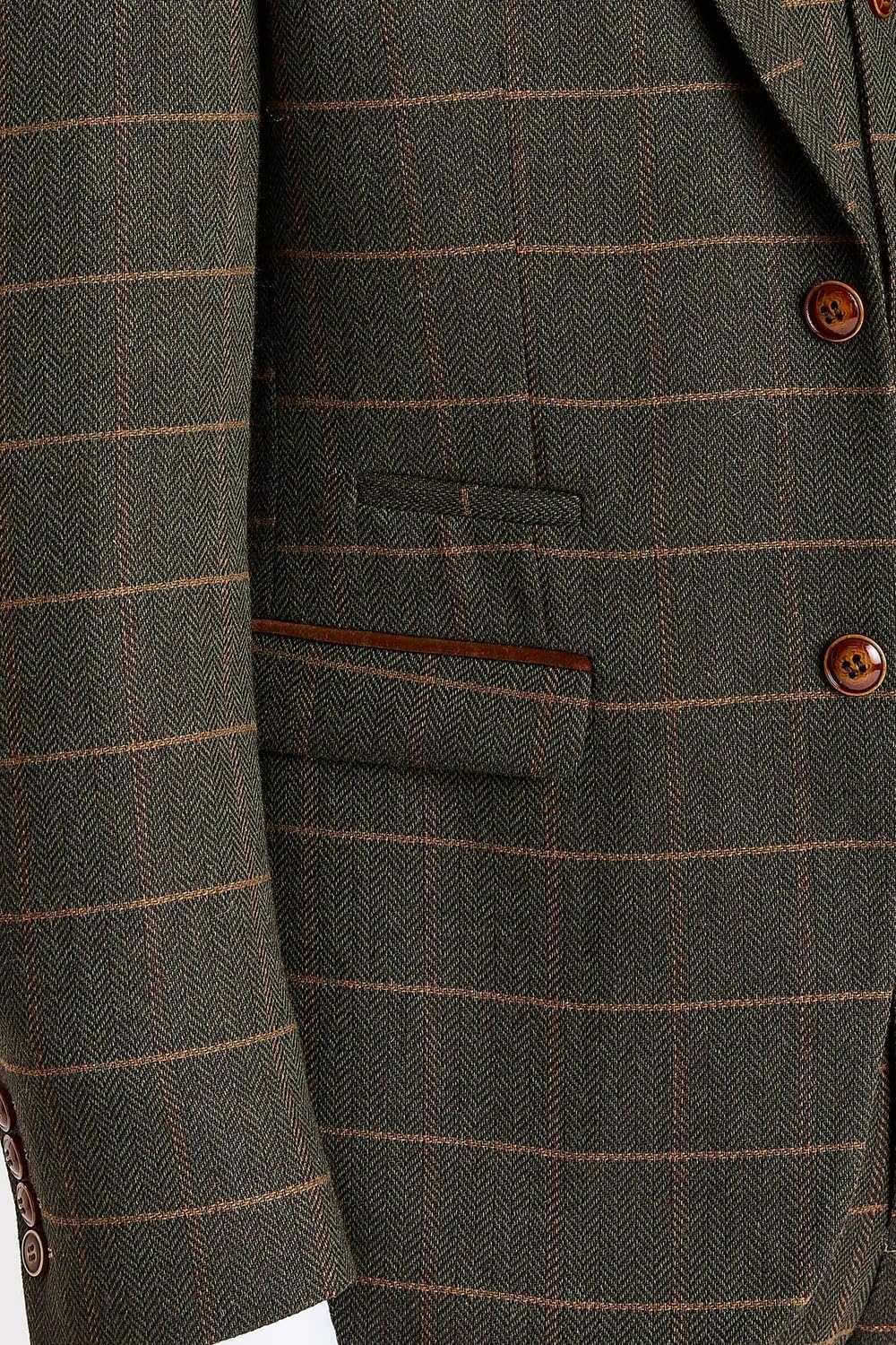 SIRRI Men’s Tweed Retro Sold Separately Windowpane Green Suit for Wedding & Special Occasion