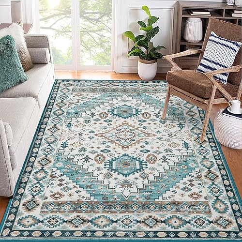 Alfombra grande de 8 x 10 pies, vintage, oriental, antideslizante, no desprende pelusa, lavable a máquina, alfombra de pelo corto, ultra suave, para