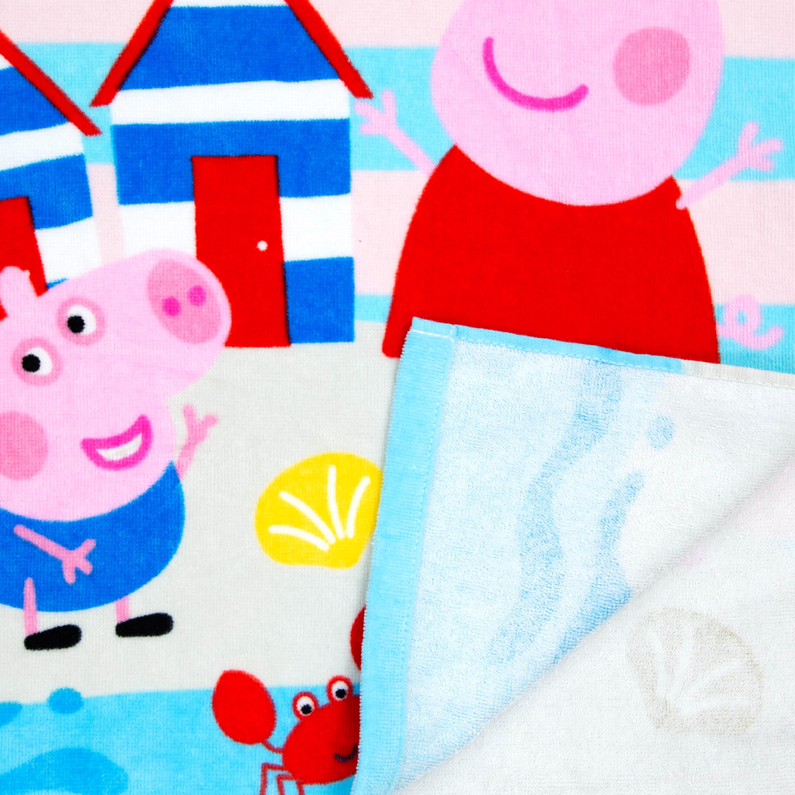 Character World Oficjalne ponczo z kapturem ze świnką Peppa, super miękkie w dotyku, falowane wzornictwo, szlafrok do pływania, idealny do domu, kąpieli i plaży, wielokolorowy, 115 x 50 cm