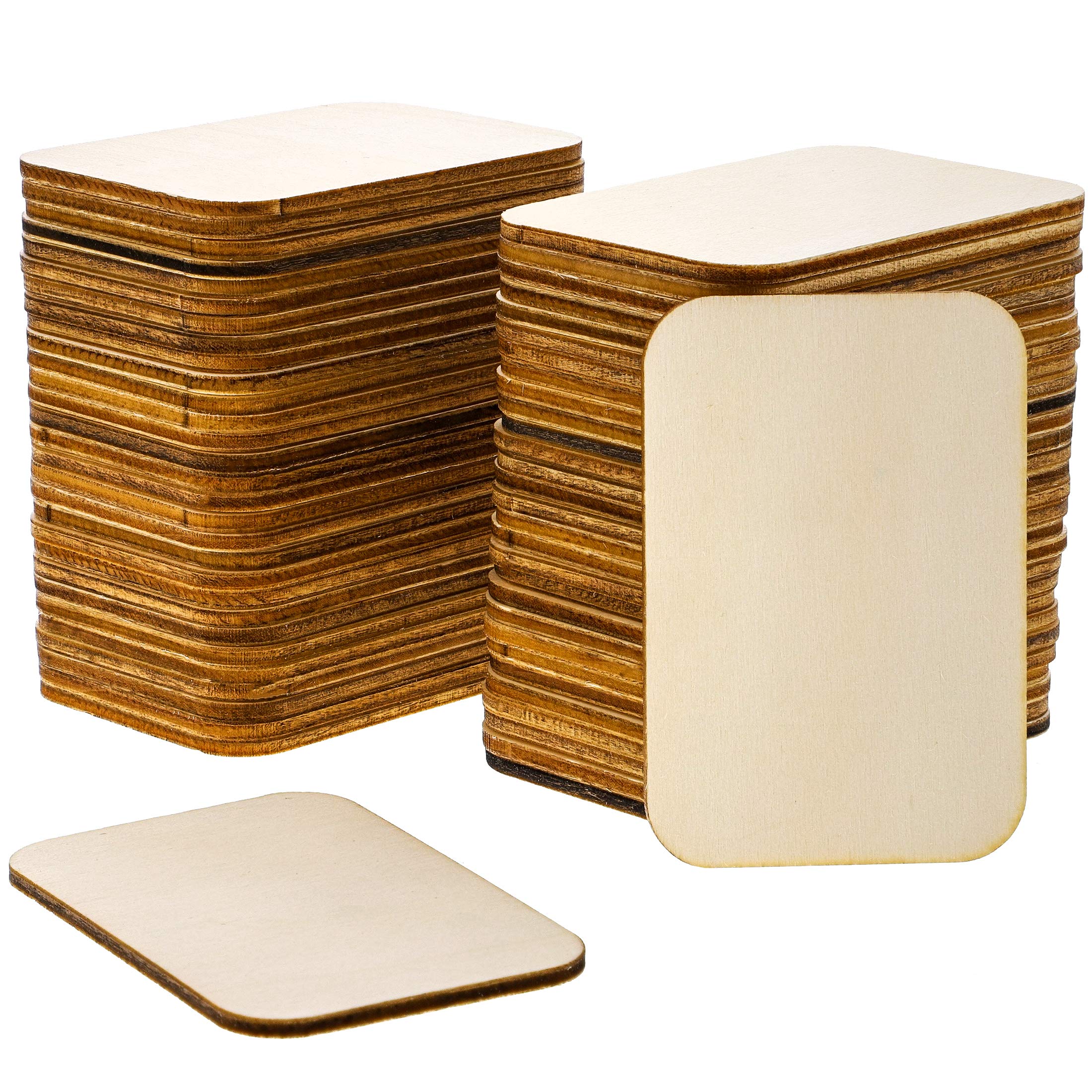 Bright Creations60 Pack Unfinished Wood Cutouts for Crafts, Rectangle Wooden Slices for DIY Projects (2 x 3 in) - Wooden Rectangles for Crafts - Wooden Rectangle Blanks