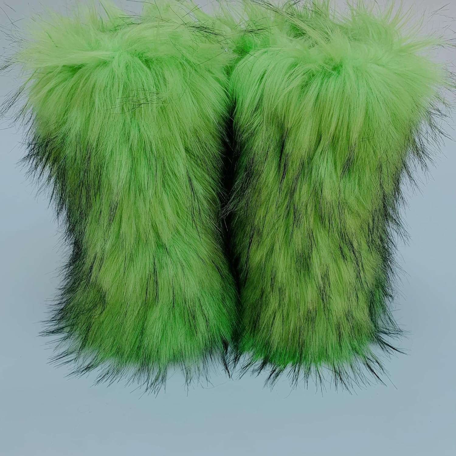 WOVOIE Fur Boots for Women Winter Fluffy Furry Boots Mid-Calf Snow Boots with Anti-Slip Warm Lining for Y2K Streetwear