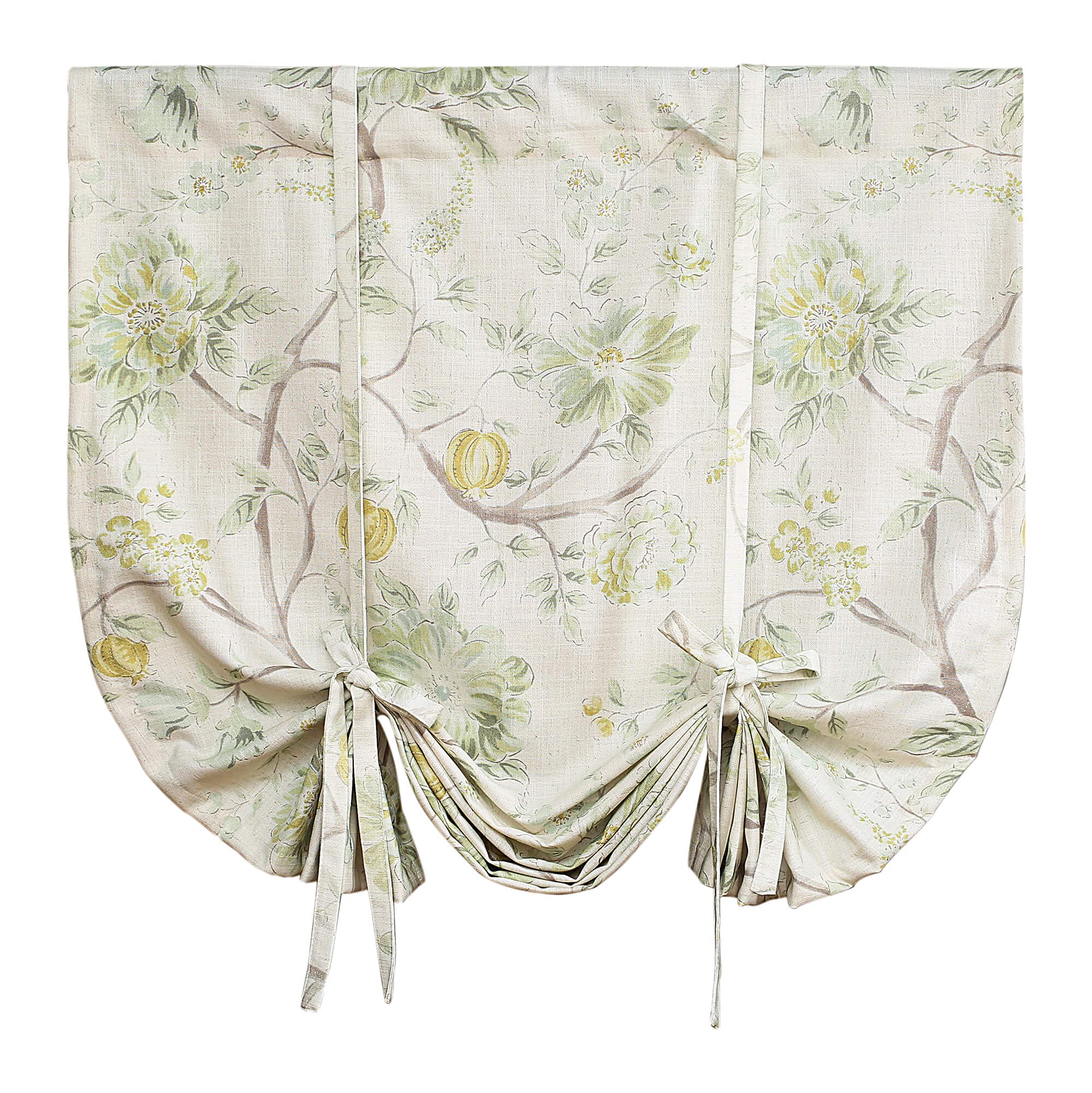 Leeva Green Tie Up Valances Curtains for Living Room, Watercolor Floral Thermal Insulated Adjustable Balloon Rod Pocket Windows Shade for Dining Room,