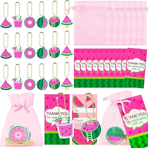 OSNIE 24 juegos de recuerdos de fiesta de flores de primavera, llaveros acrílicos florales, bolsas de organza, etiquetas de agradecimiento para