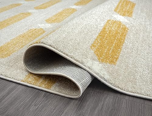 Miniatura 5 de Abani Alfombra de transición contemporánea de 7 pies 9 pulgadas x 10 pies 2 pulgadas (8 x 10 pies), no se desprende, color amarillo y crema