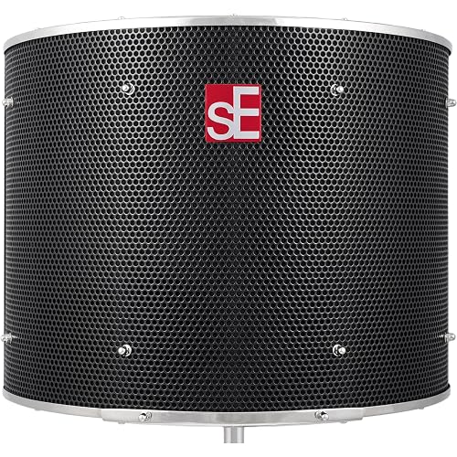 sE Electronics RF Pro Black Reflexion Filter Microphone Isolation Shield, Portable Vocal Booth for Recording, Podcasting & Voice Over, Pro Sound Isolation Shield with Patented 9 Layer Acoustic Design