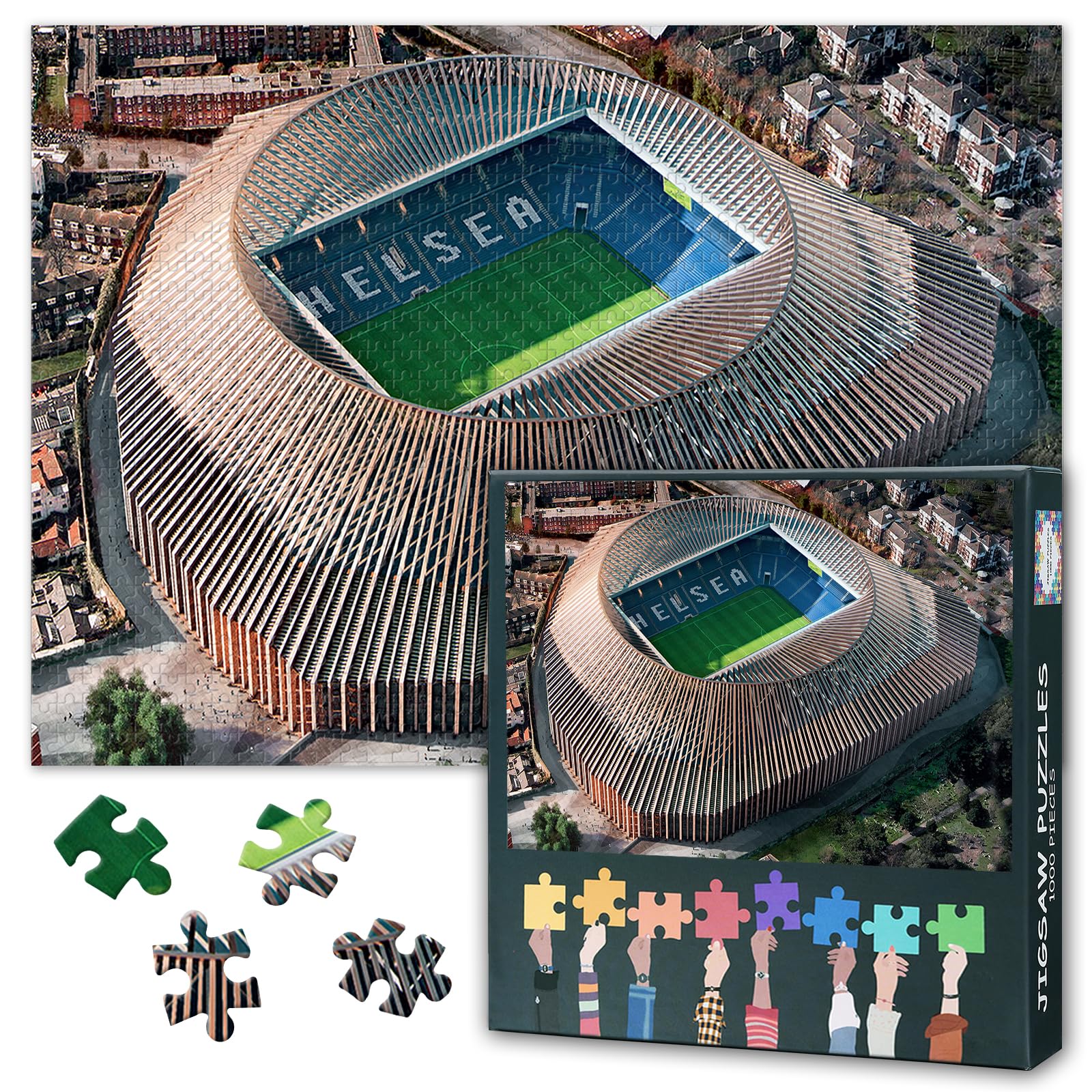 Stamford Bridge New Stadium Jigsaw Puzzles - 50x70cmes Football Sports Stadium Puzzle,1000 Pieces Challenging Parlour Games for Adults & Families Unique Gifts