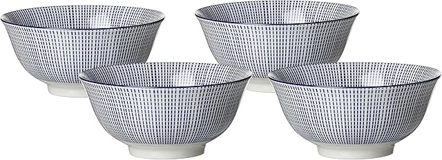 Ritzenhoff & Breker Zestaw miseczek Royal Makoto, 4-częściowy, średnica 15,5 cm, 650 ml, naczynia porcelanowe, niebiesko-białe, 15,50 x 15,50 x 8 cm