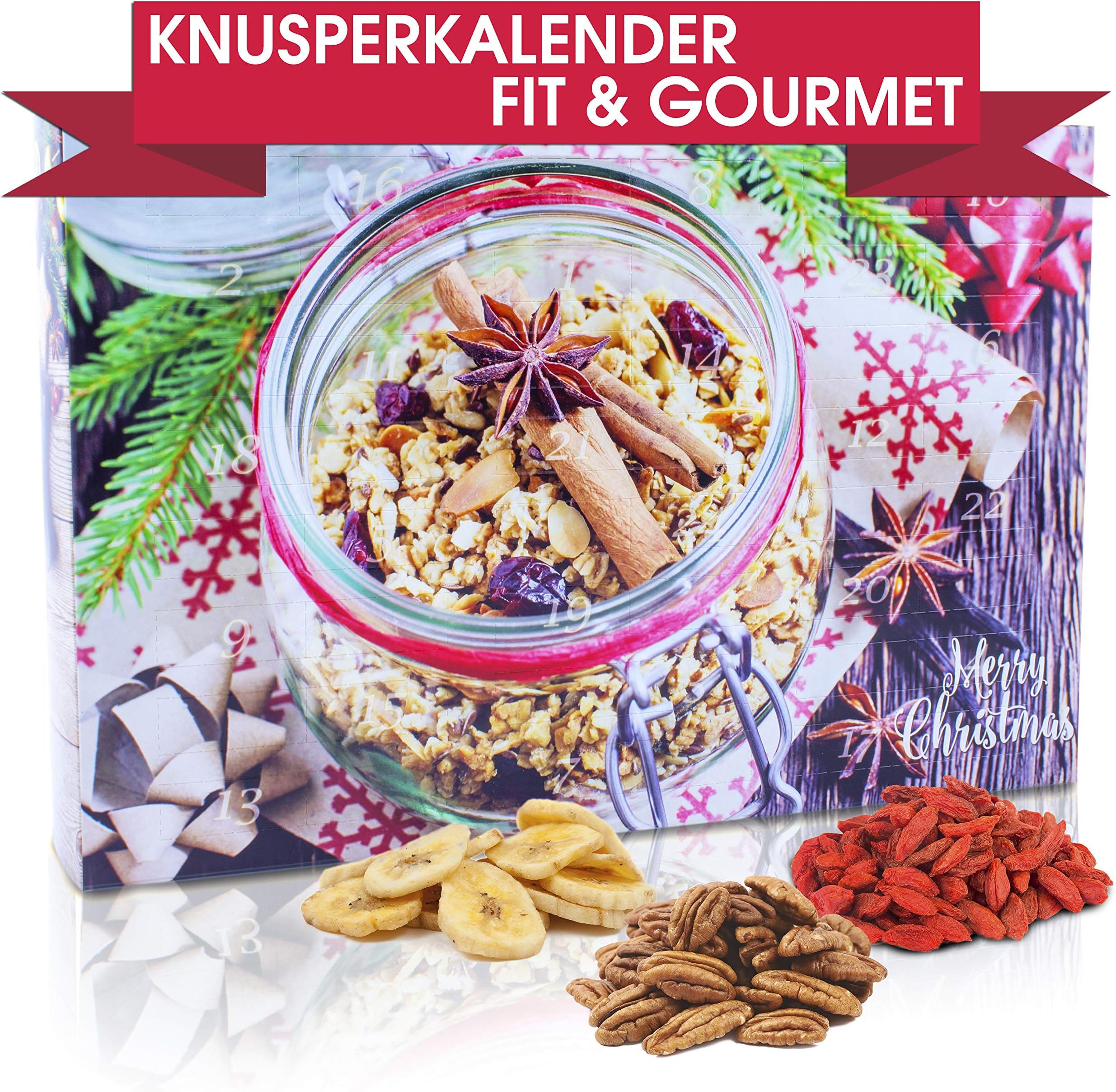 C&T Vegan Fit & Gourmet - Advent Calendar 2020 - 24 Vegans, Delicious Snacks Advent 24 with chia Seeds, Almonds, Cashews, Goji Berries, Cranberries, Almost Completely Gluten-Free - Christmas Calendar