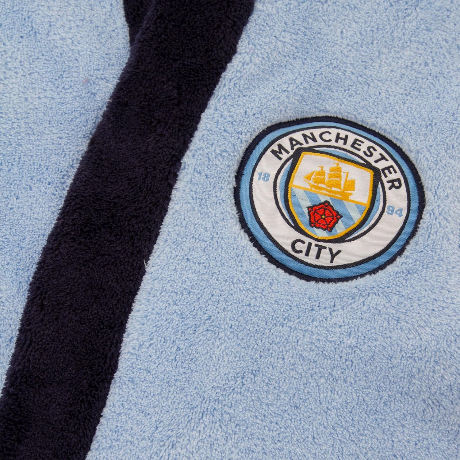 Manchester City FC Official Soccer Gift Boys Hooded Fleece Dressing Gown Robe