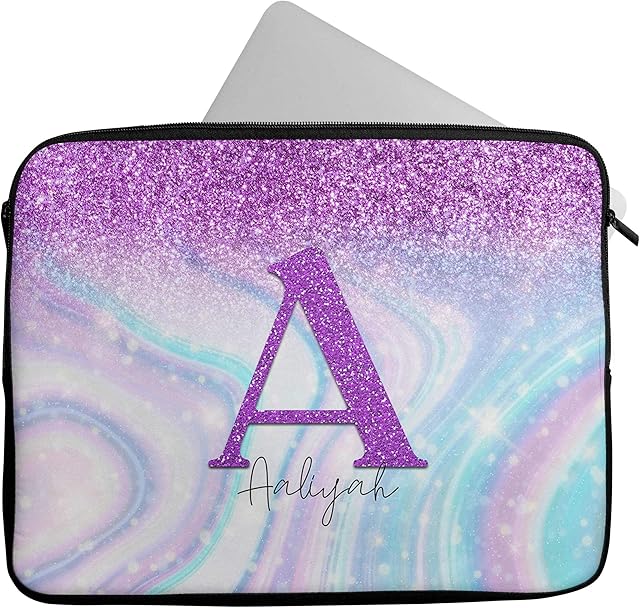 Personalised Any Name Glitter Design Laptop Case Sleeve Tablet Bag Chromebook Gift 8 (14-15 inch)