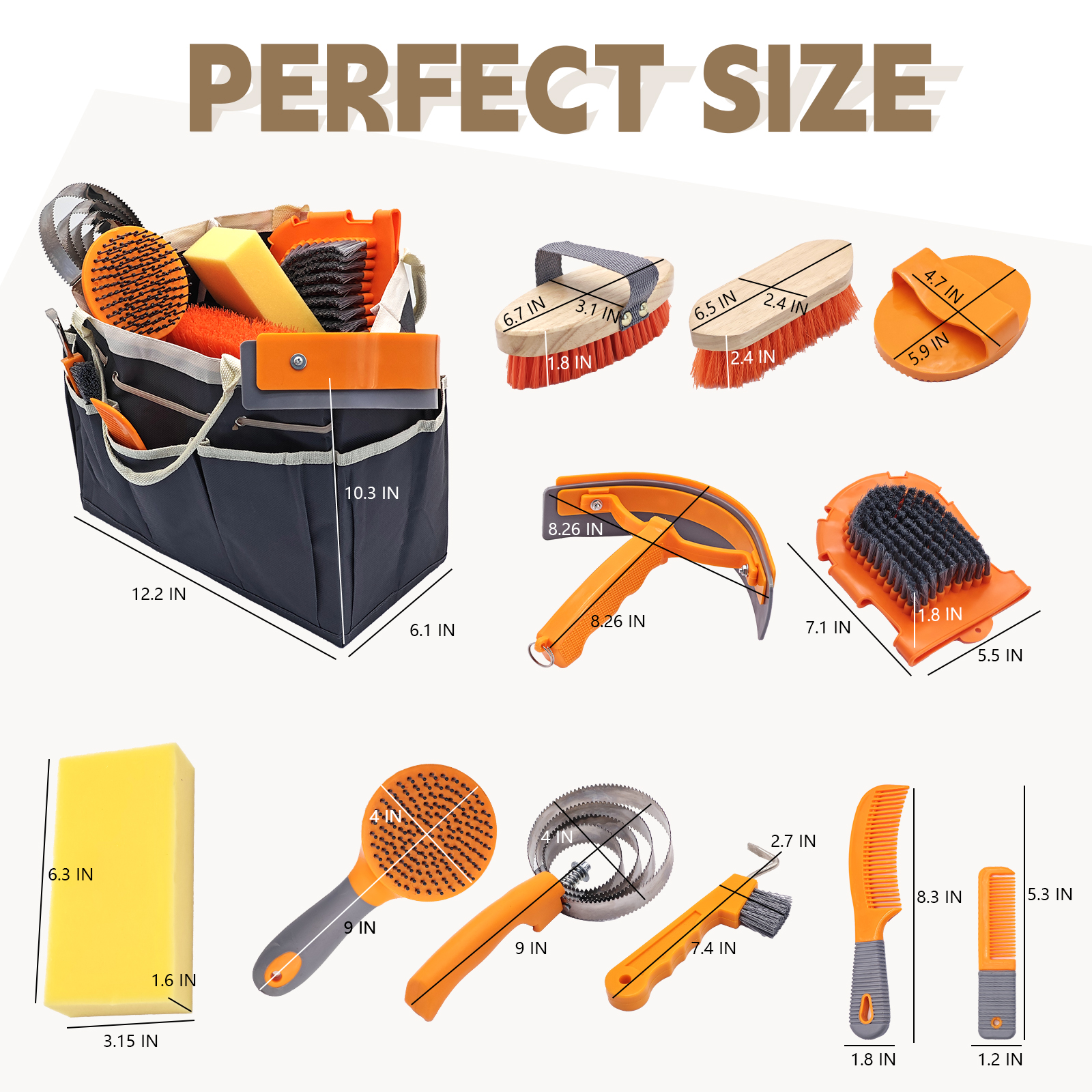 Horse Grooming Kit, Grooming Supplies Includes Horse Brushes and Handbag, Brush Set, Curry Comb, Hoof Pick, Sweat Scraper, Sponge Etc., Suitable Gifts for Riding Enthusiasts Lovers - image 7