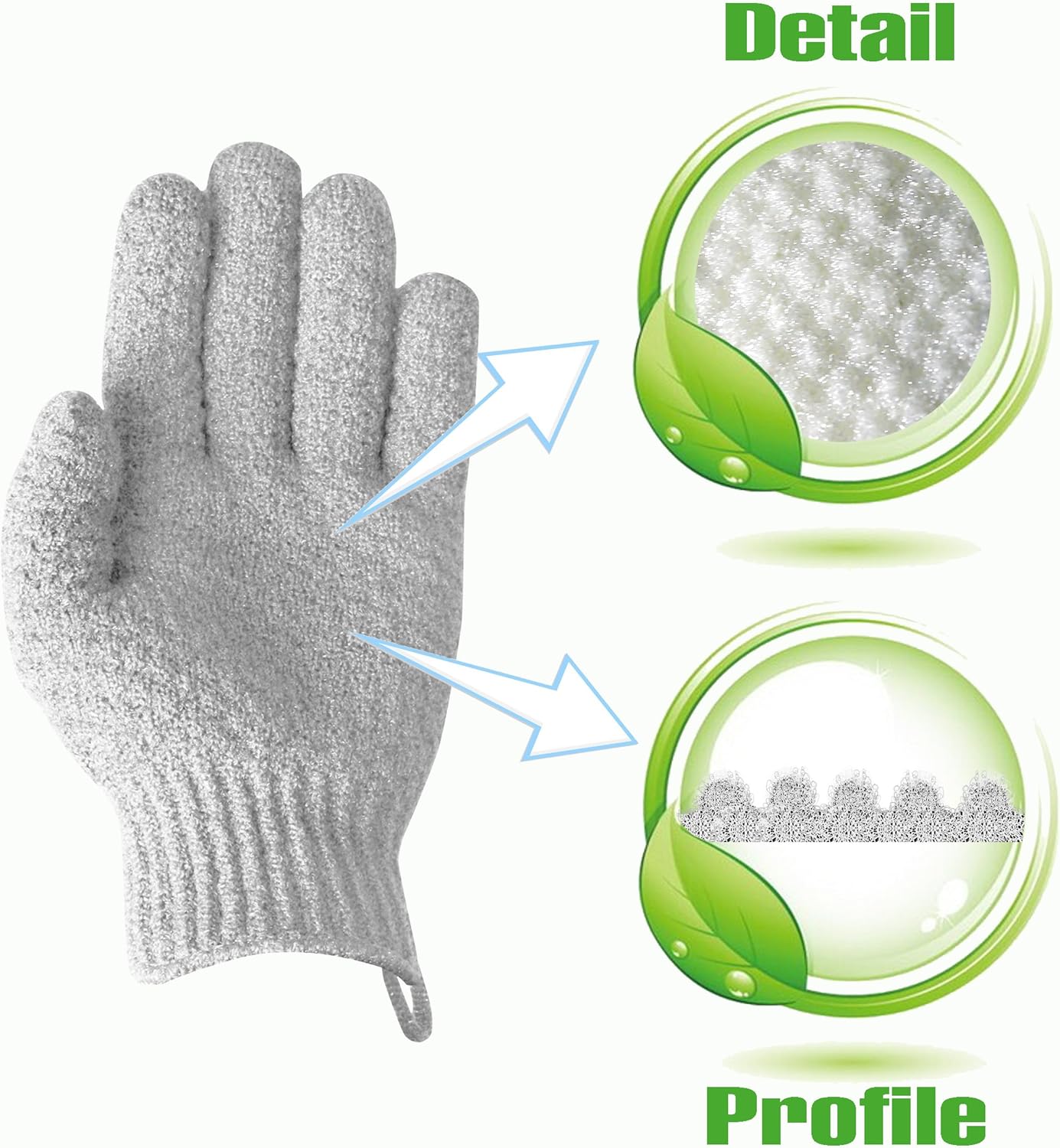 EvridWear Exfoliating Dual Texture Bath Gloves for Shower, Spa, Massage and Body Scrubs, Dead Skin Cell Remover, Gloves with Hanging Loop (2 Pairs Heavy) : Everything Else