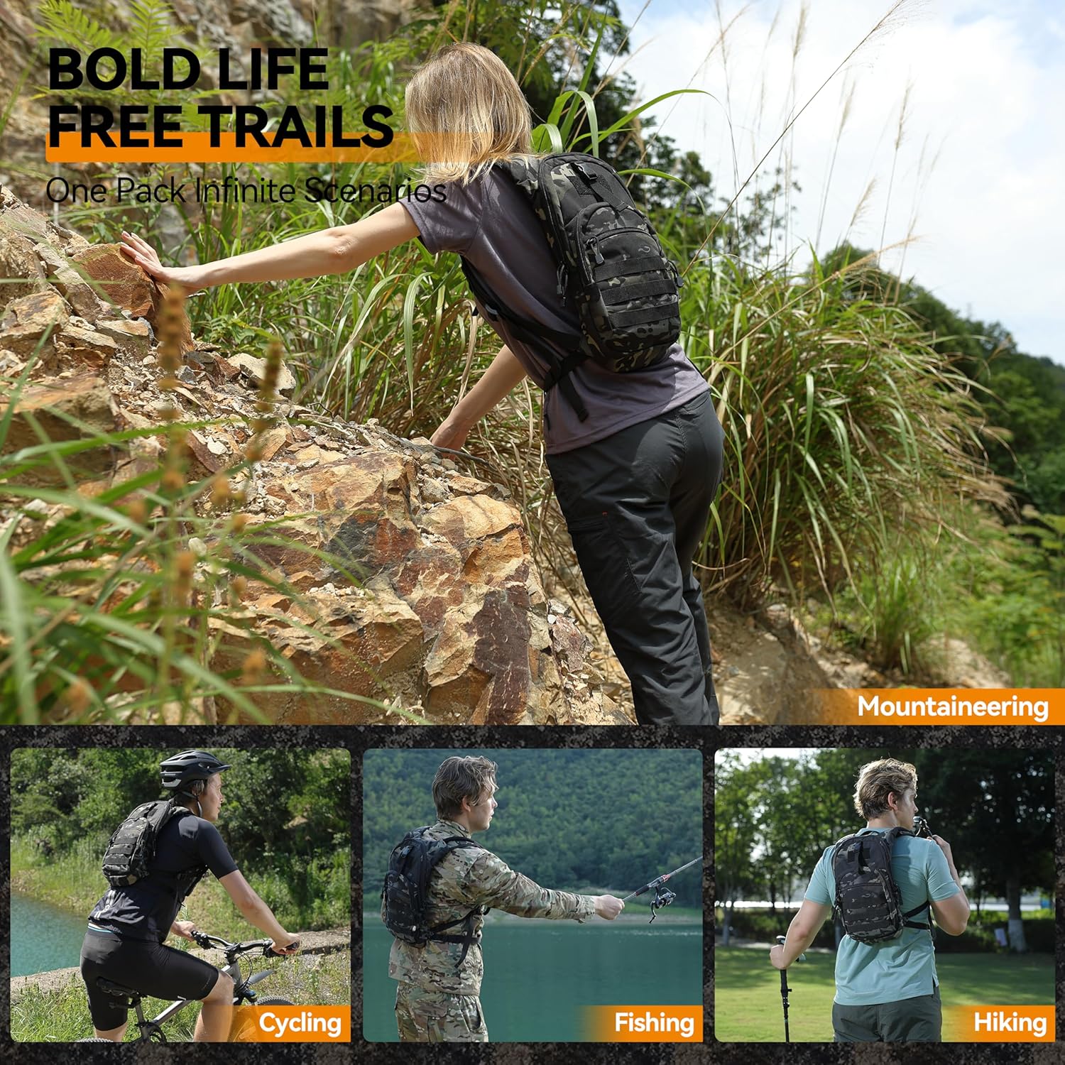 MARCHWAY Tactical Molle Hydration Pack with 2.5L TPU Water Bladder, Low-Profile Organized Military Backpack for Hiking, Cycling, Backpacking, Hunting, Running - Image 6