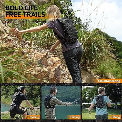 Miniatura 6 de MARCHWAY Mochila de hidratación táctica Molle con bolsa de agua de TPU de 2.5L, mochila militar para senderismo, ciclismo, mochileros, correr, cazar