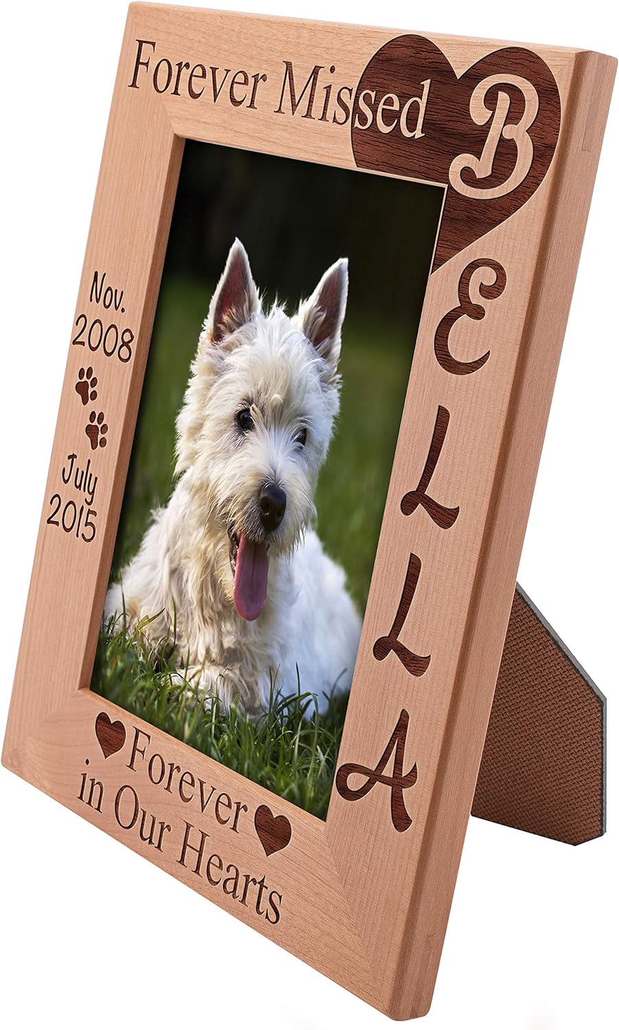 Lara Laser Works Personalized Picture Frame, 5x7 | Forever Missed | Customized Memorial Pet Picture Frames, Custom Engraved with Name & Years - Cat, Dog, Horse Owner Gift
