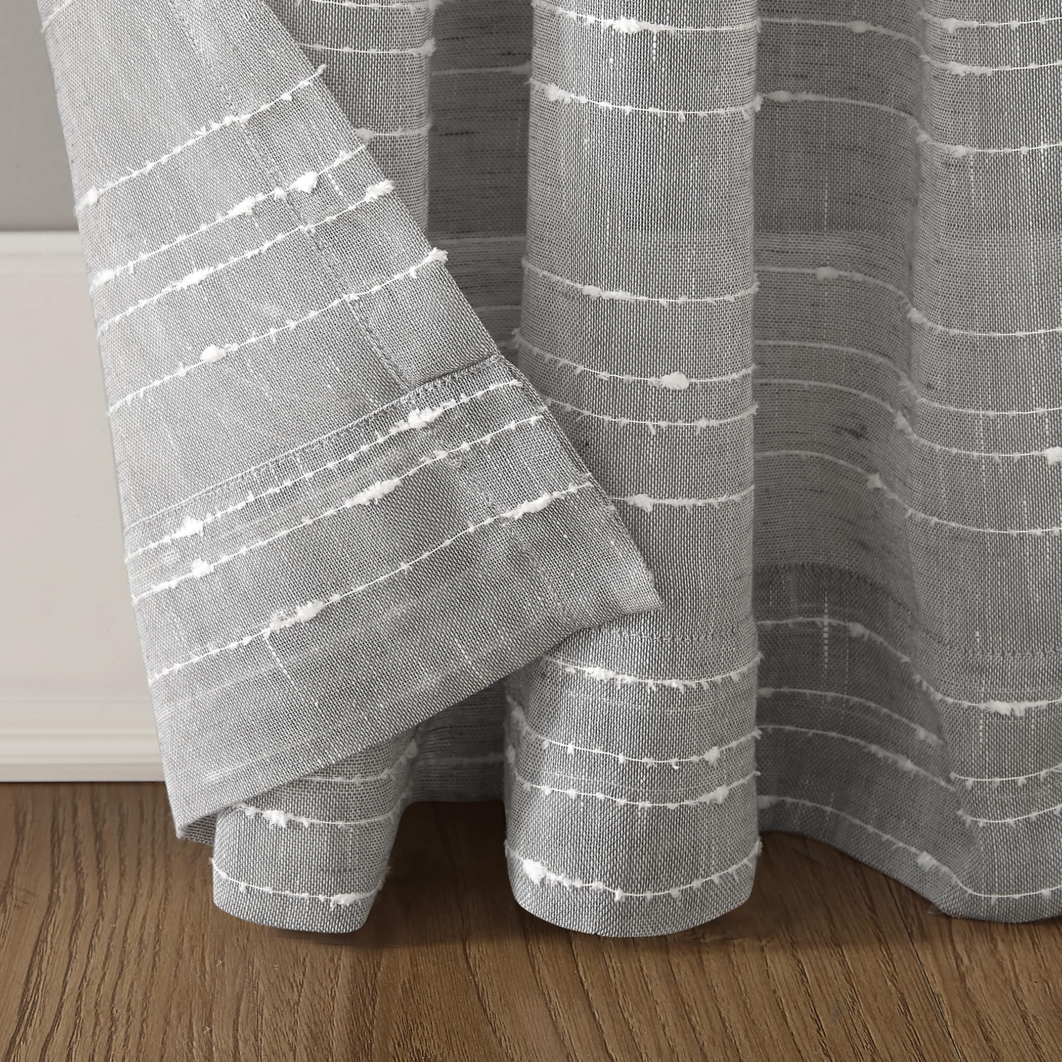 Clean Window Textured Slub Stripe Anti-Dust Allergy/Pet Friendly Sheer Curtain Panel, 52" x 63, Gray, Grey, W 52" x L 63" (1 Panels) - Image 4