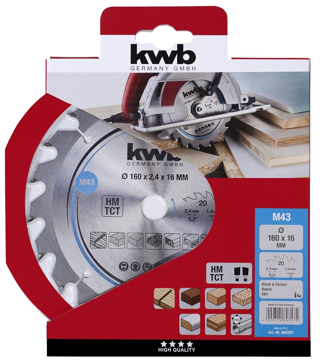 KWB Circular Saw Blade 160 X 16 MM - Fast Cut, Suitable for Soft and Hardwood CHIPBOARD, and Plywood - Image 3