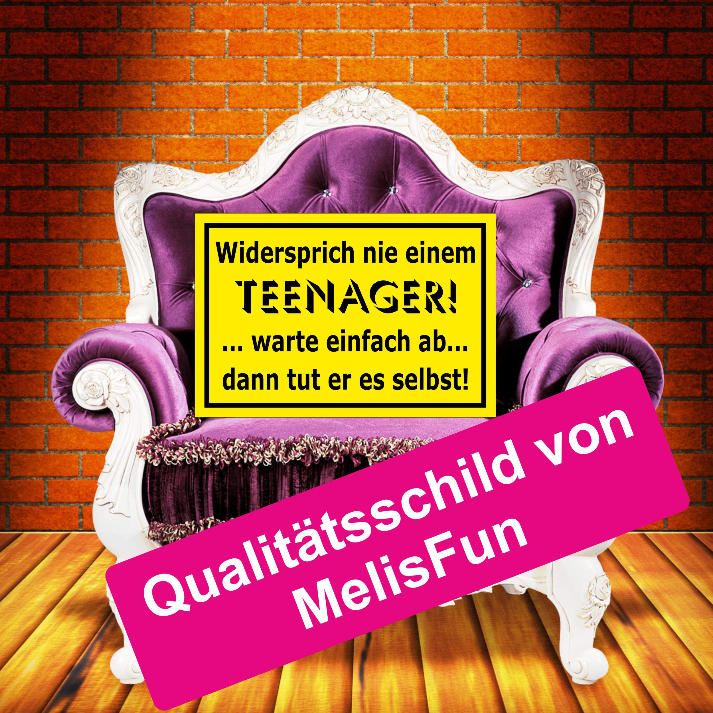 MelisFun - Cartello Divertente con Scritta in Lingua Tedesca Achtung - Freiaufender Teenager - lustige Schild Idee Geschenk-Idee Scherz-Artikel