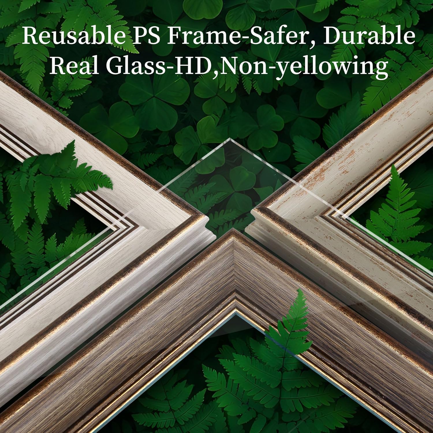 5x7 Picture Frames Retro Antique Picture Frames with Green Gold Edge Line 5 by 7 Vintage Photo Frame Wall Hang Desktop Display Christmas Birthday Gifts for Women Mom Grandma - Image 3