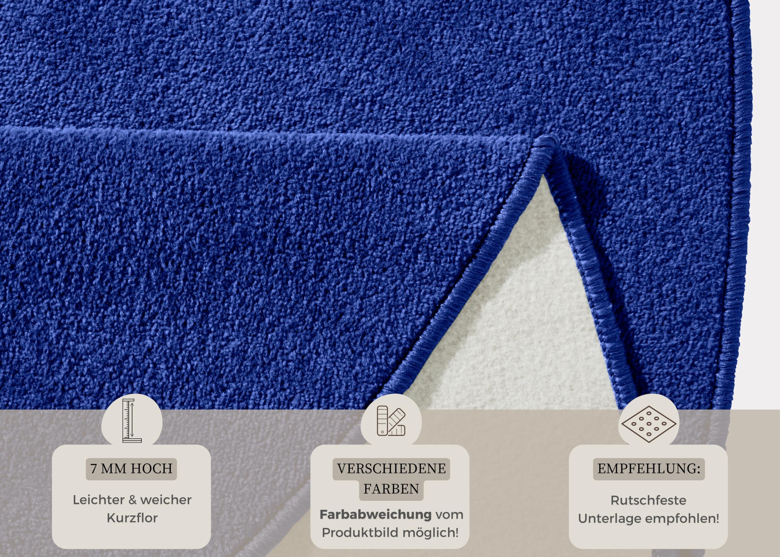 HANSE Home Tapis Fancy Rond - Tapis de Salon uni Moderne en Velours pour Salle à Manger, Salon, Chambre d'enfant, Couloir, Chambre à Coucher, Cuisine - Bleu, Ø 133 cm